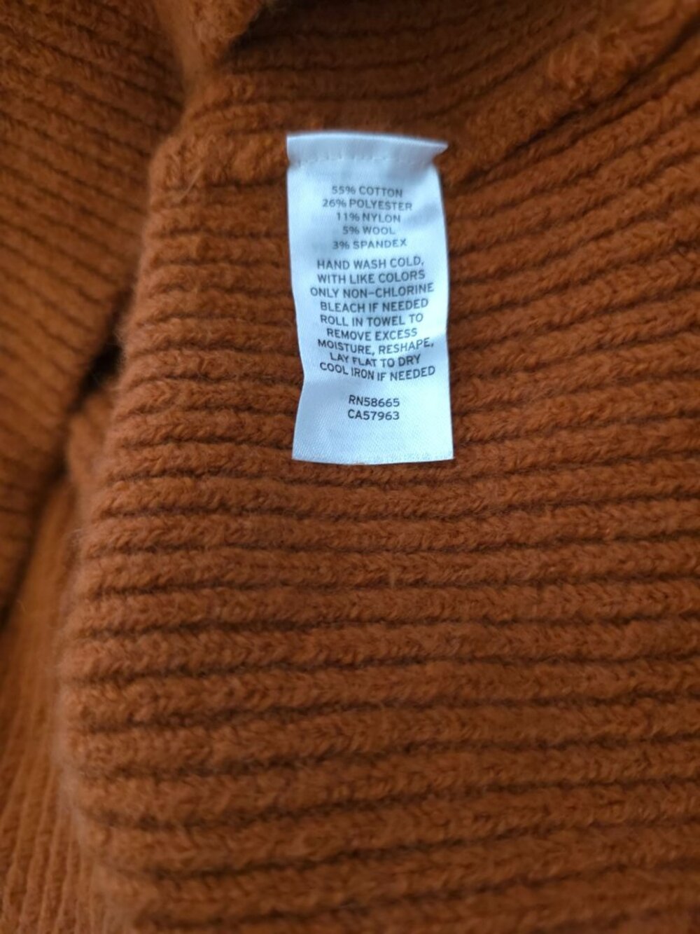 Treasure & Bond Rust Umber Cotton-Wool V-Neck Ribbed Knit Sweater Women's XXL - Picture 8 of 9